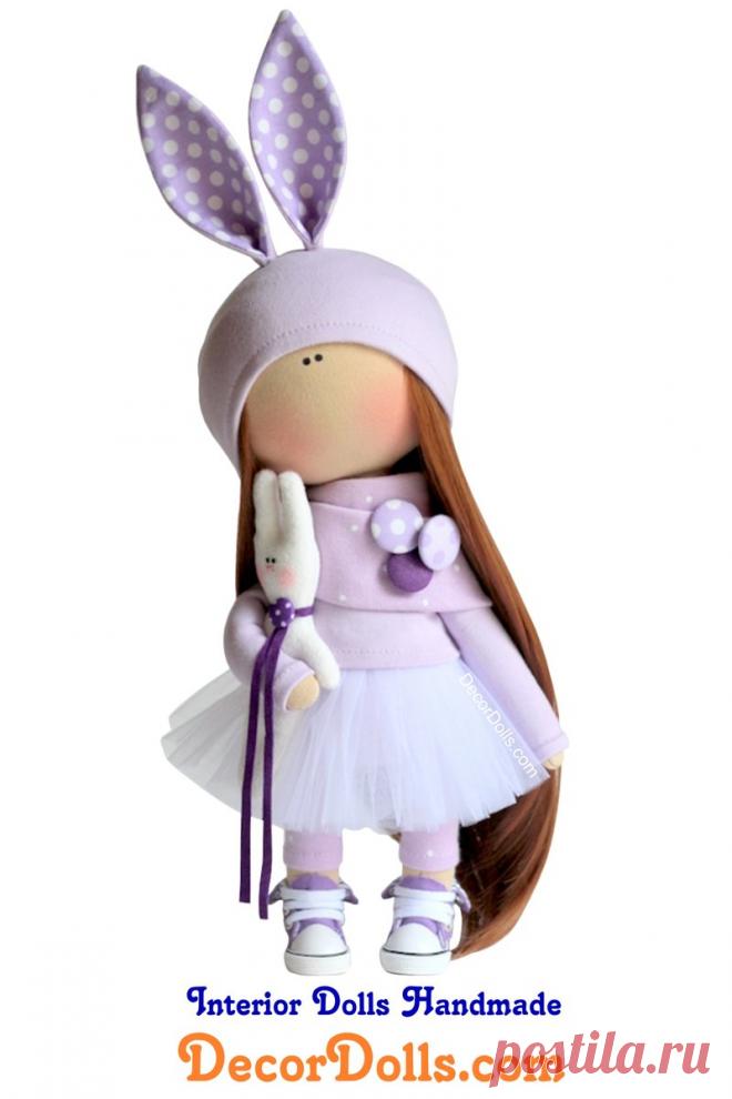 Rabbit Doll Handmade, Bunny Art Doll, Interior Tilda Doll, Textile Rag Doll by Olga P Hello, dear visitors!This is unique handmade cloth doll created by master Olga Ponomareva (Kazan, Russia). Doll is made BY ORDER. Order production time is 14 - 21 days. FREE SHIPPING TO ANY COUNTRYDoll is 30 cm (11.8 inch) tall and made of BEST quality materials.You can order almost any changes in this doll: - hair sty