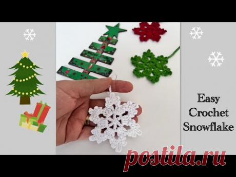 Kolay Tığ işi Örgü Kar Tanesi Yapımı ❄️ / Easy Crochet Snowflake Christmas Ornaments / Yılbaşı süsü