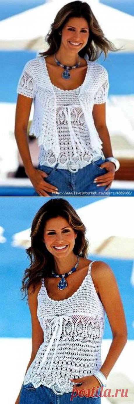 Готовимся к лету — летний ансамбль:ажурная накидка и топ