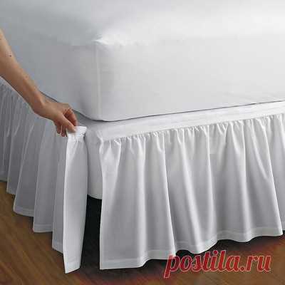 Detachable Gathered Bedskirt Detachable gathered cotton bedskirt with split corners. Attaches with Velcro®. This bedskirt is gathered at the top for an extra-luxurious look.