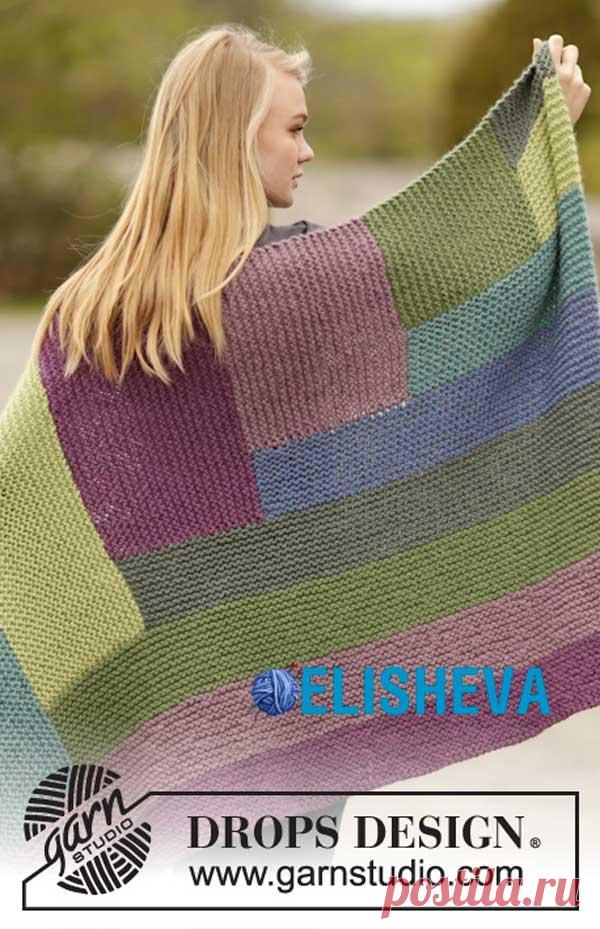 Одеяло спицами “Цветные блоки”