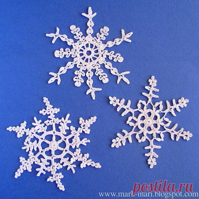 Вязаные снежинки крючком. Схемы