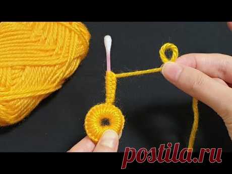 Amazing Woolen Flower Ideas with Cotton buds - Hand Embroidery Design - Sewing Hack - Easy Trick