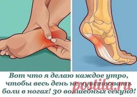 Вот что я делаю каждое утро, чтобы весь день не чувствовать боли в ногах! 30 волшебных секунд.
У меня постоянно болели ноги по утрам, и я так удивлялась. Одно дело, если боль появляется вследствие усталости в конце дня. Но если нога нестерпимо ноет после ночного сна, особенно в области пятки, это поистине странно!
Однажды я случайно рассказала об этом своей подруге-врачу. Боль не беспокоила меня слишком сильно, просто захотелось узнать, почему так происходит… Совет, который мне дала эта мудрая ж