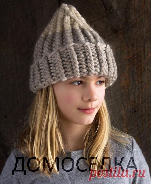 Шапка спицами из толстой пряжи | ДОМОСЕДКА