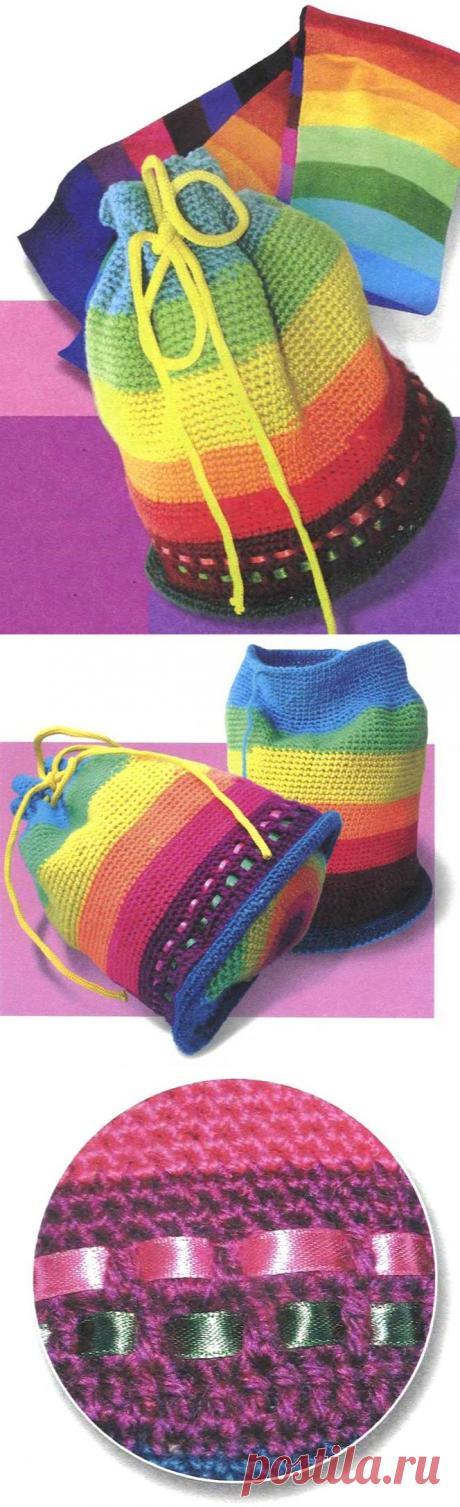 Цилиндрическая сумка из цветной полушерсти ~ Для вдохновения
