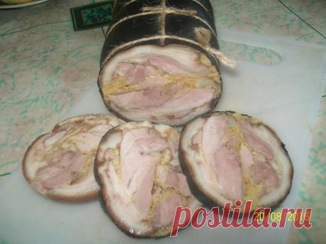 Рулет из свиной рульки с горчицей.