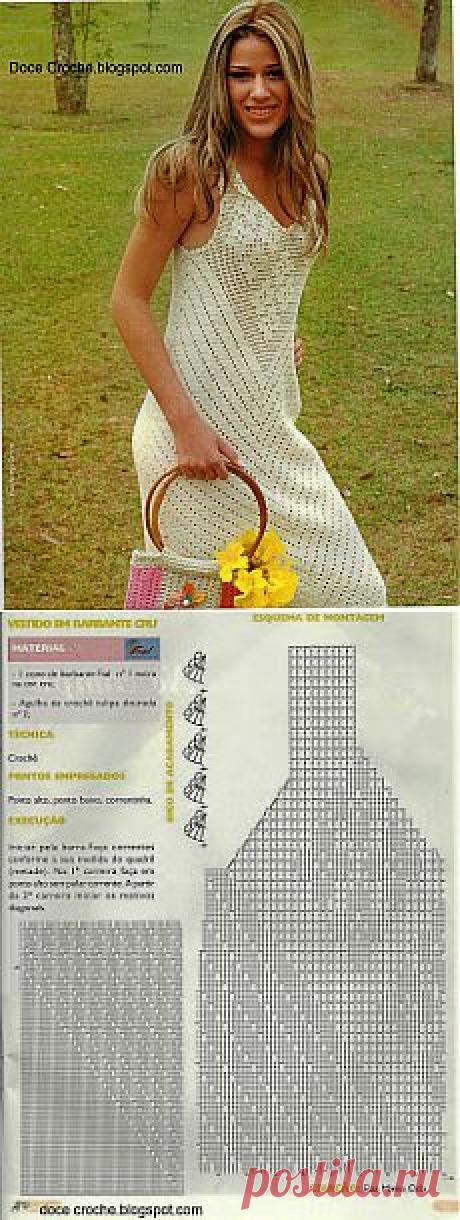 СХЕМА ЭЛЕГАНТНОГО ВЯЗАНОГО КРЮЧКОМ ПЛАТЬЯ..