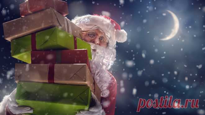 Скачать обои winter, Рождество, night, santa claus, gifts, snow, merry christmas, Новый Год, раздел новый год в разрешении 1366x768