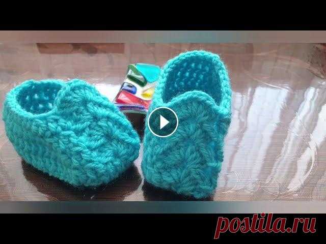 Детские тапочки крючком- МК Мастер класс по вязанию детских тапочек крючком...