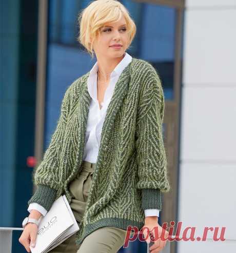 #Кардиган с узором в технике бриошь