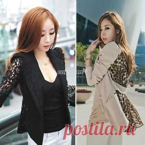 Herbst Damen Slim Jacken Mantel Leopard Chiffon Anzug Blazer 2 Typen EU 34-42 EH | eBay
