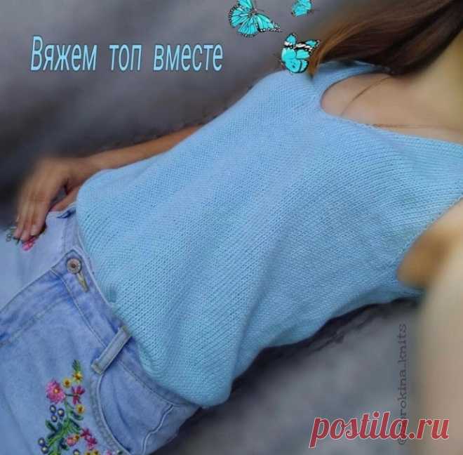 Летний топ, связанный спицами