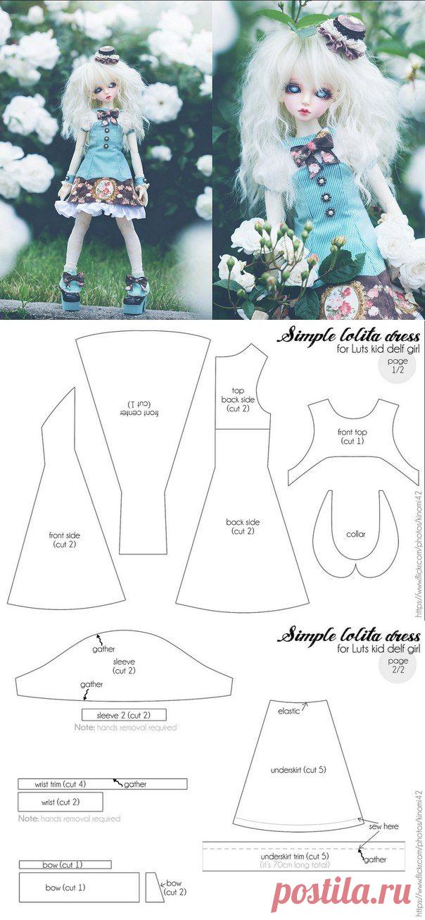 #Выкройка платья для куклы в стиле Лолита
