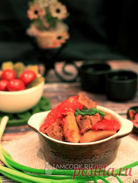 Жаркое с болгарским перцем и свининой — рецепт с фото на Русском, шаг за шагом. Жаркое со сладким перцем и свининой - сытное блюдо для всей семьи. #жаркое #рецепт #рецепты #еда #обед #ужин