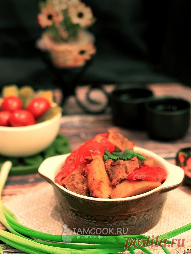 Жаркое с болгарским перцем и свининой — рецепт с фото на Русском, шаг за шагом. Жаркое со сладким перцем и свининой - сытное блюдо для всей семьи. #жаркое #рецепт #рецепты #еда #обед #ужин