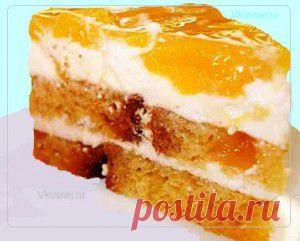 Торт бисквитный с персиками | Рецепты вкусно