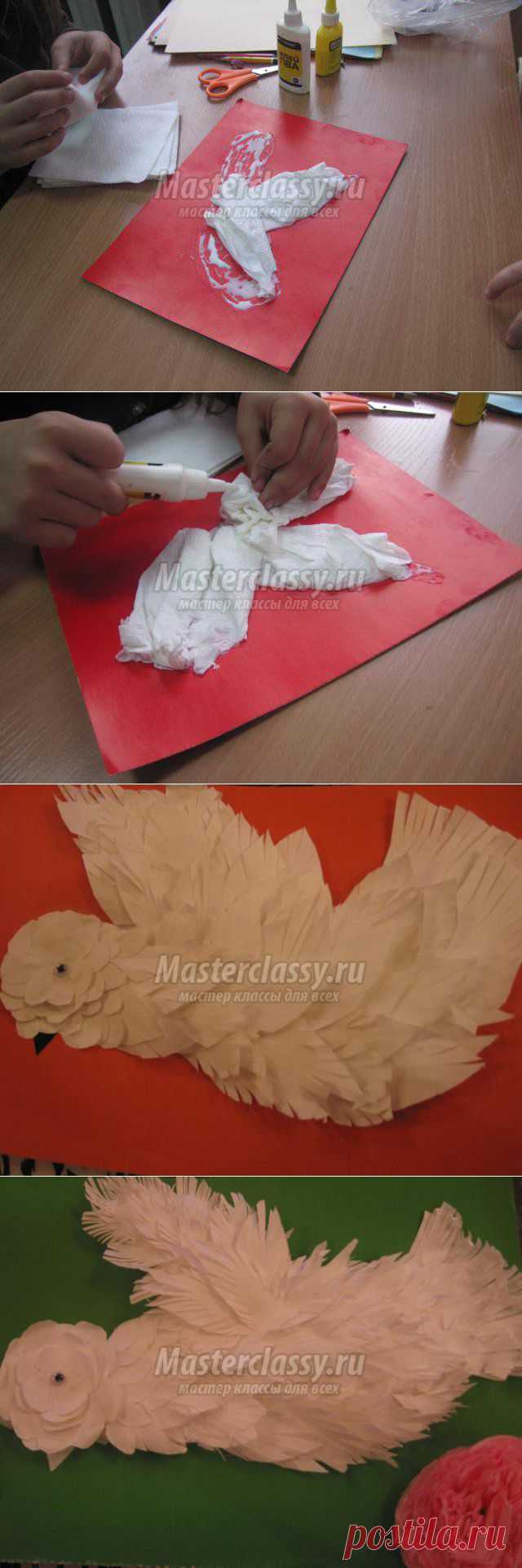 голубь из бумажных салфеток
