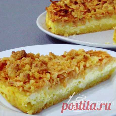 Пирог с творогом и яблоками