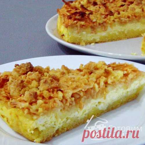 Пирог с творогом и яблоками