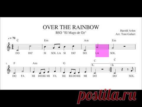 OVER THE RAINBOW. Partitura + playalong (flute, recorder,  flauta, violín, oboe , fagot...)