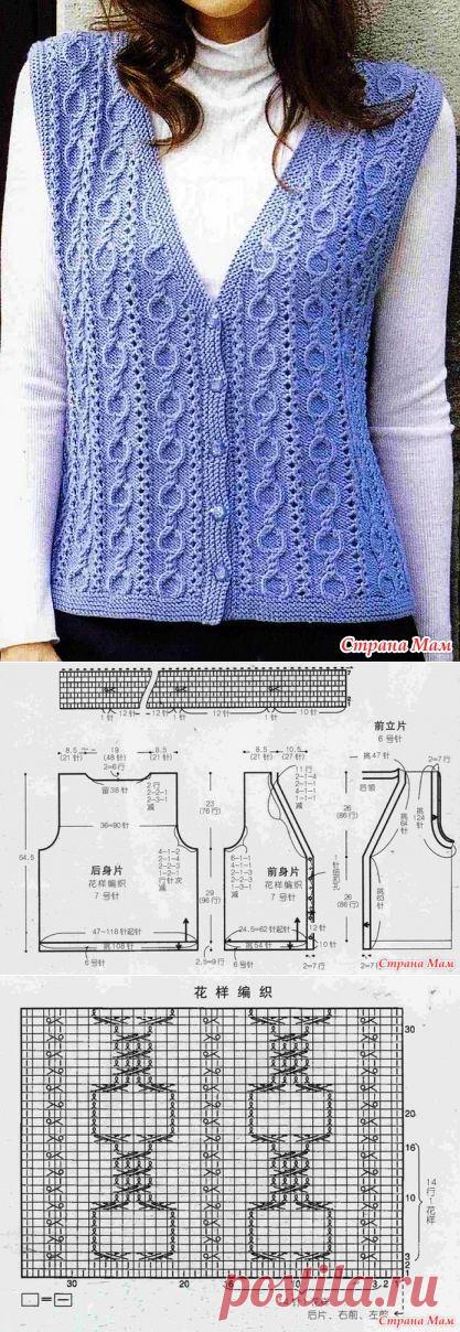 Красивый жилет спицами. - ВЯЗАНАЯ МОДА+ ДЛЯ НЕМОДЕЛЬНЫХ ДАМ - Страна Мам