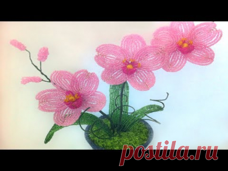Орхидея из бисера своими руками мастер класс. DIY Orchid from beads own hands the master class - YouTube