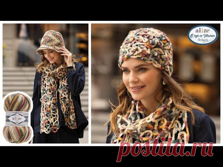Zeminsiz Zincir işi Atkı ve Bere - Baseless Chain Work Scarf and Beret