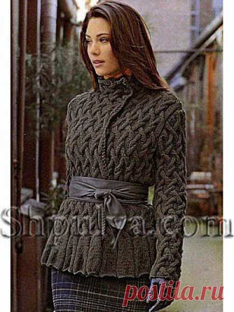 Кофта с узором из кос, вязаная спицами — Шпуля - сайт о вязании