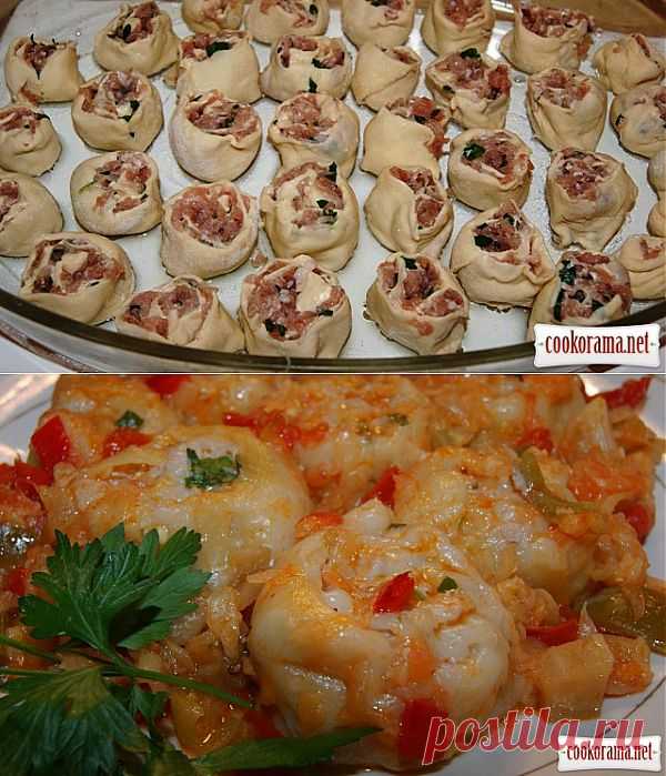 Ленивые пельмени в овощном соусе / Вареники, пельмени, галушки / Кукорама — вкусные рецепты!