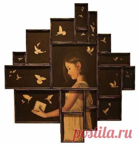 Портрет как конструктор. 
 
 
 Так можно и всю семью собрать в несколько портретов в десятке разных рамок! 
