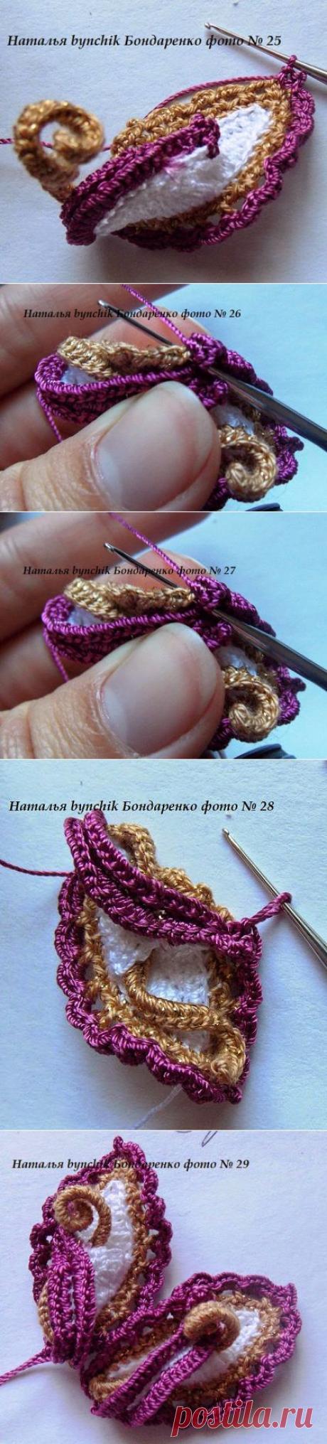 Irish crochet &amp;: Цветок и листик от Натальи Бондаренко. МК.