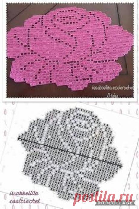 Tapete de crochê modelo de uma rosa, Lindíssimo! Segue o gráfico