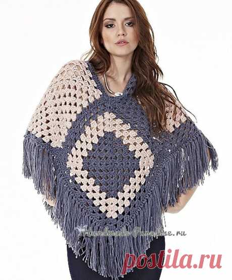 Пончо крючком бабушкиными квадратами - Handmade-Paradise