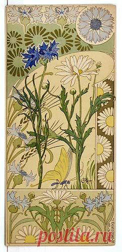 (723) Riom. Etudes de Fleurs. 1890s. Lithograph. | Art Nouveau and Deco