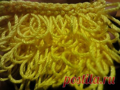 ▶ Вытянутые петли &quot;изнаночные&quot; (вниз) Вязание крючком Урок 26 Crochet: Elongated &quot;purl&quot; knots (down) - YouTube