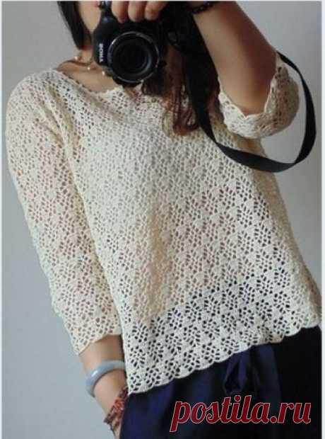 Очень элегантный ажурный пуловер, который обязательно привлечет к себе внимание — HandMade
