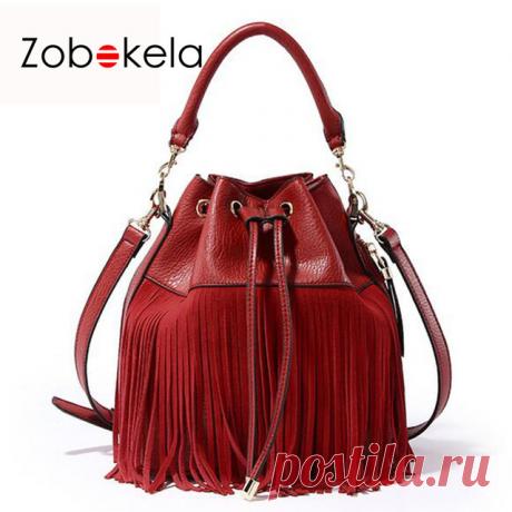 Zobokela женщины сумка Роскошные сумки женские сумки дизайнер Натуральная кожа Сумка Женская кисточкой Crossbody сумки для женщин 2017 купить в магазине Zobokela Store на AliExpress