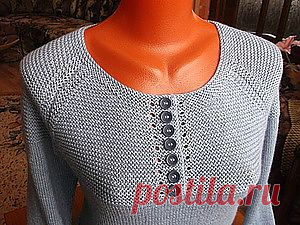 Обработка горловины при вязании платочной вязкой - Ярмарка Мастеров - ручная работа, handmade