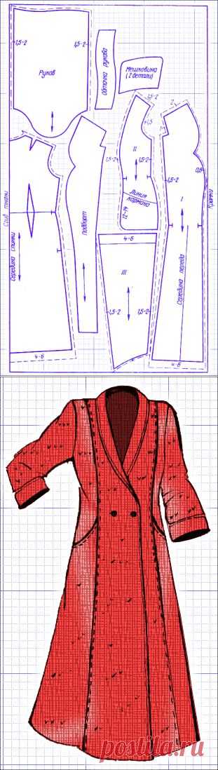 Выкройка халата с подрезными бочками. | Иллюстрированные уроки по кройке и шитью. Как сшить халат? Выкройка халата с запахом. Построение выкройки халата с подрезными бочками.
