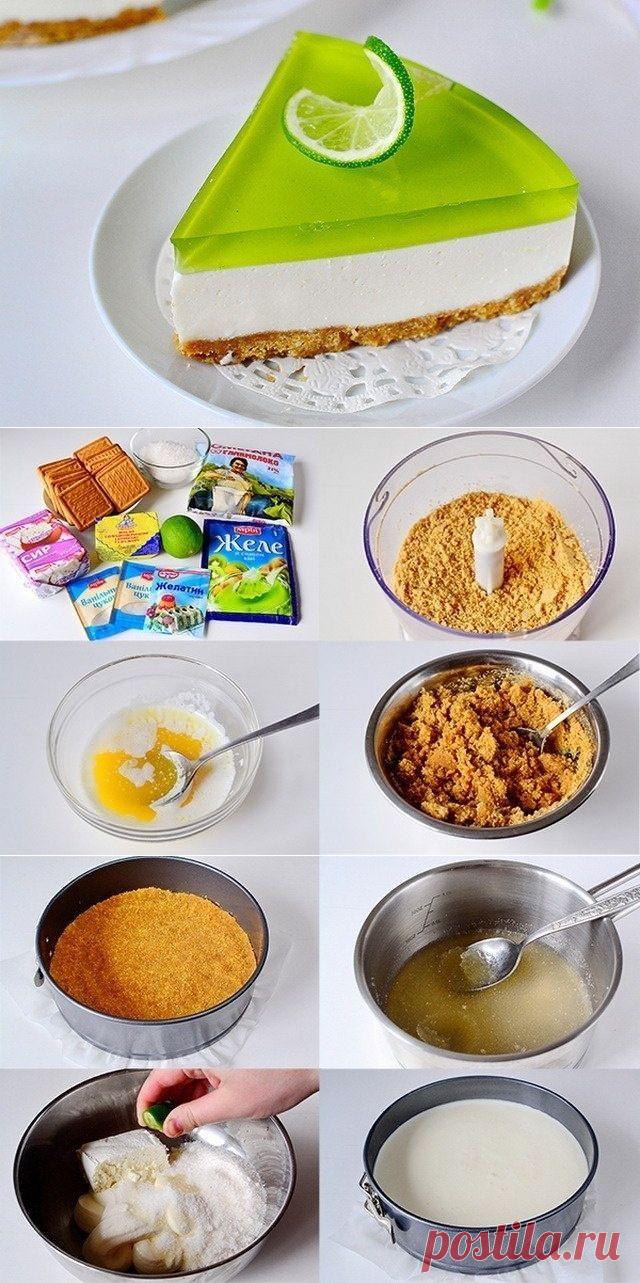 Как приготовить желейный торт без выпечки с лаймовым вкусом - рецепт, ингридиенты и фотографии