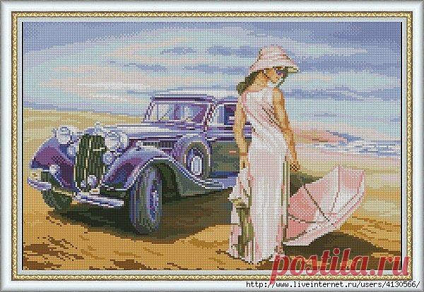 У моря... Вышивка крестом..