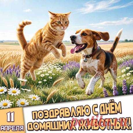Поздравляю всех владельцев питомцев с этим замечательным днём! Пусть ваши четвероногие и не только друзья остаются здоровыми, активными и игривыми. Открытки на День домашних животных!