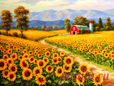 catwomanMeiky - Paintings / Prints - Sunflower Farm