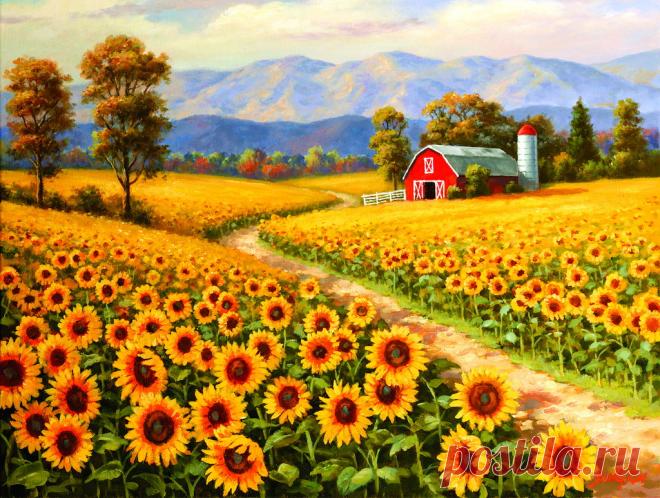 catwomanMeiky - Paintings / Prints - Sunflower Farm