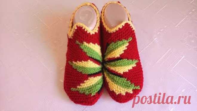 Плетени Терлици #72 - (Knitted Slippers) (Тапочки спицами) (Patik) (Pantufas passo a passo