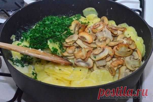 Картошка с грибами в сливках