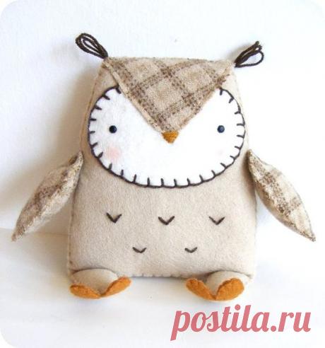 PDF pattern - Felt owl softie. DIY easy sewing pattern