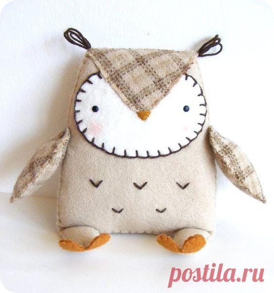 PDF pattern - Felt owl softie. DIY easy sewing pattern
