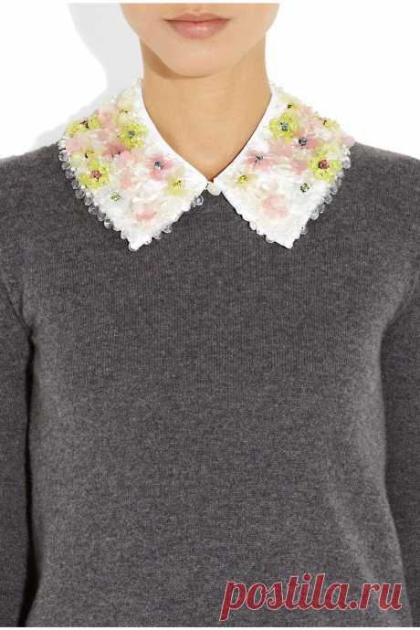 Marni | Embellished cotton-poplin collar | Beaded collars